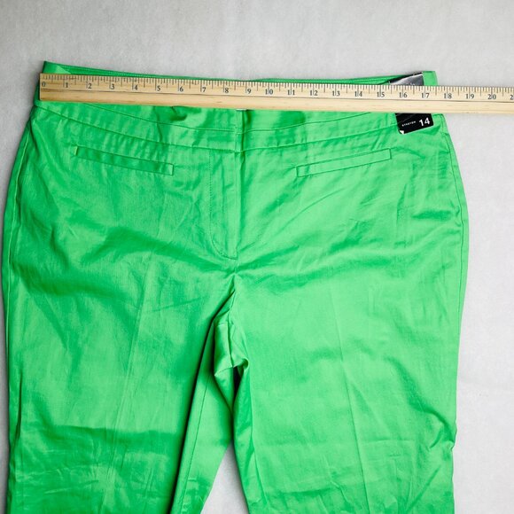 NWT New York & Co. Womens Green The Cros By Street Slim Leg Crop Pants Size 14 - Picture 2 of 9